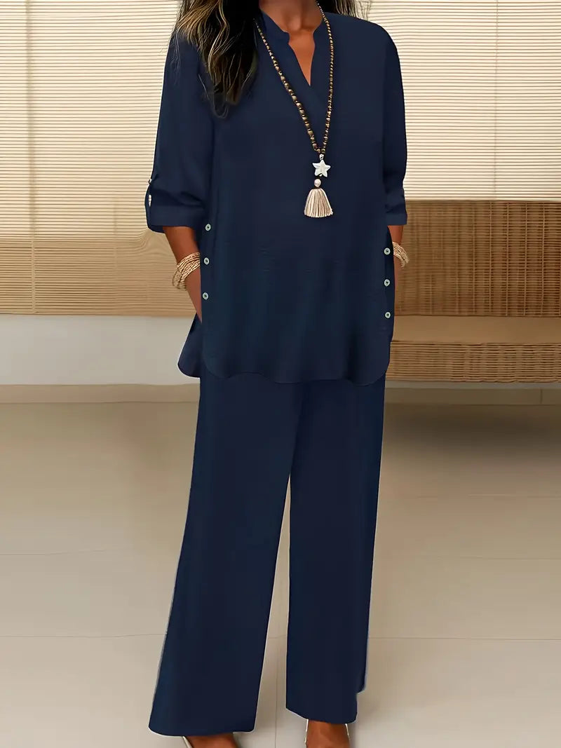 Beatrice™ | Casual Commuter V-Neck Set