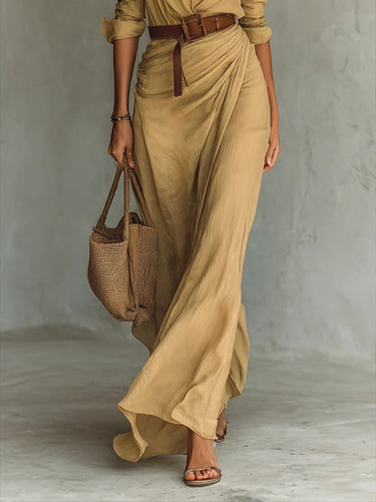 Sorelle™ | Elegant Long Dress With Belt