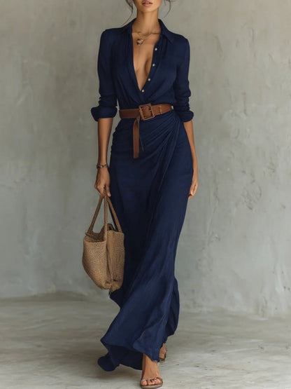 Sorelle™ | Elegant Long Dress With Belt