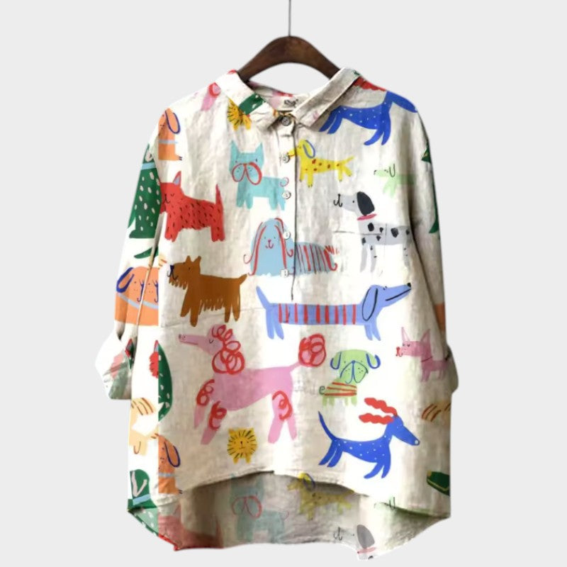 Elspeth™ | Oversized Shirt with Dog Print