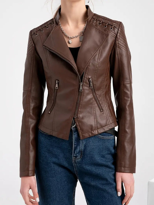 Branna™ | Zippered Biker Jacket