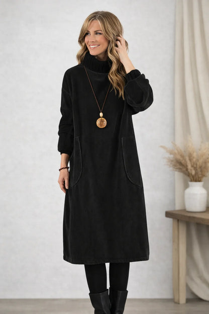 Lissora™ | Long Sleeve Corduroy Midi Dress