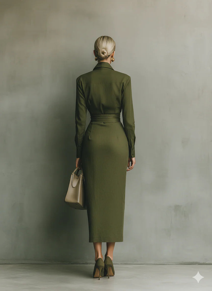 Alyssa™ | Chic Army Green Maxi Dress
