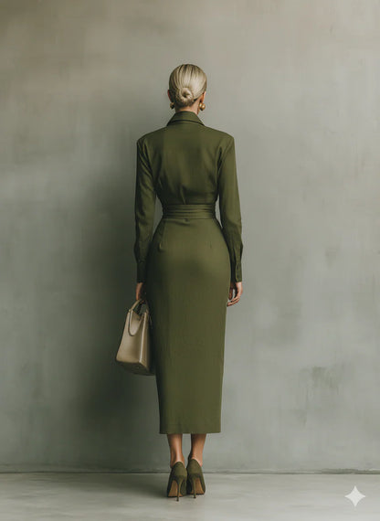 Alyssa™ | Chic Army Green Maxi Dress