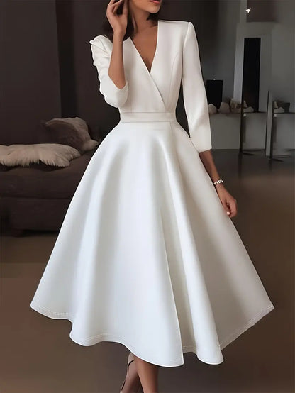 Malia™ | Elegant V-Neck Swing Dress