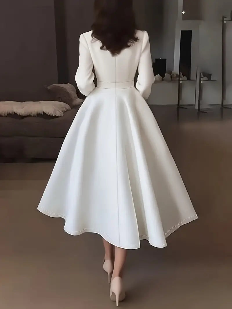 Malia™ | Elegant V-Neck Swing Dress