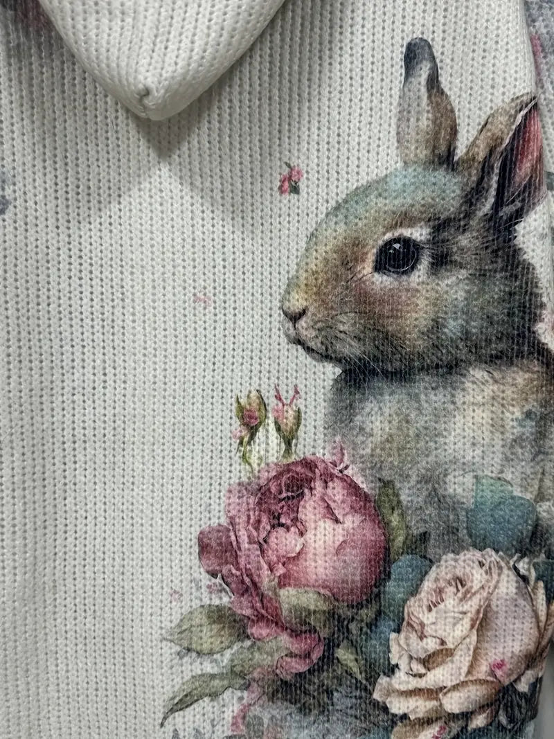 Wenira™ | Floral & Rabbit Print Cardigan