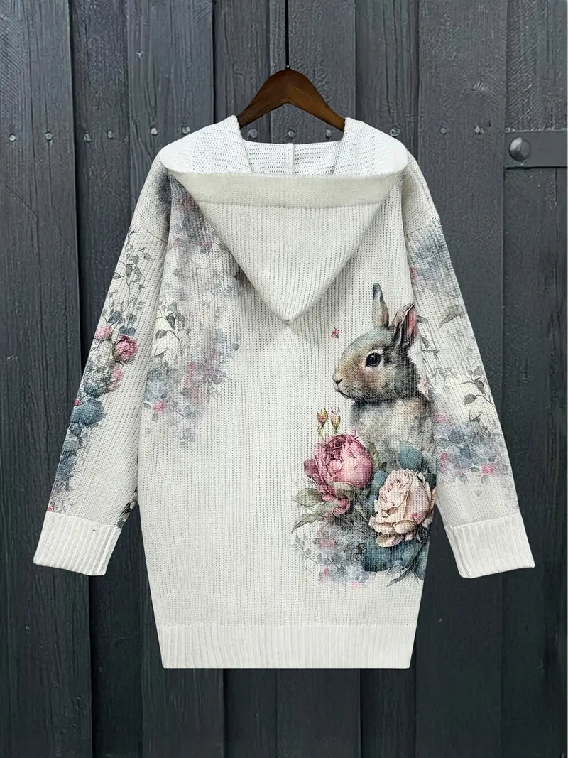 Wenira™ | Floral & Rabbit Print Cardigan