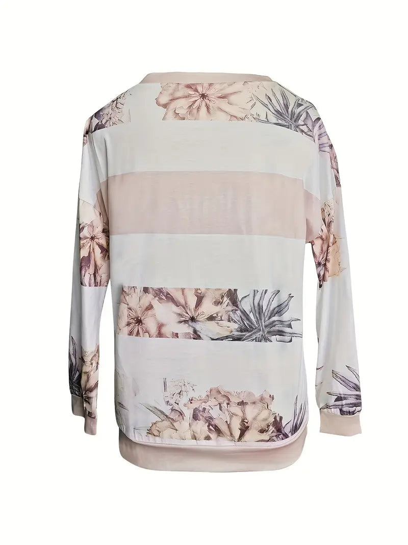 Quenby™ | Floral Print Color Block Shirt