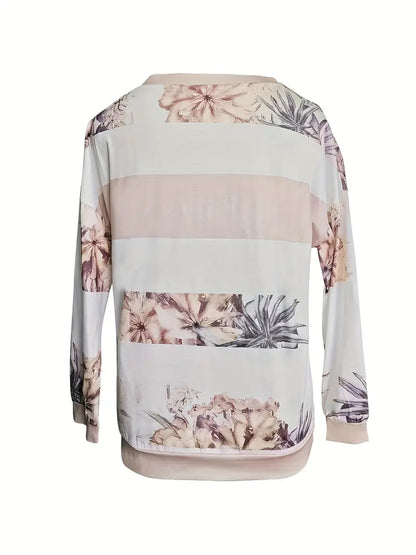 Quenby™ | Floral Print Color Block Shirt