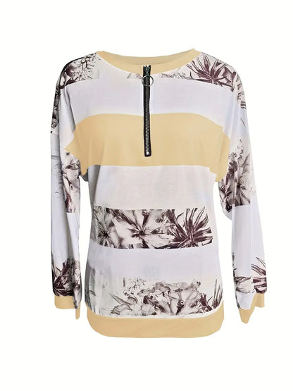 Quenby™ | Floral Print Color Block Shirt