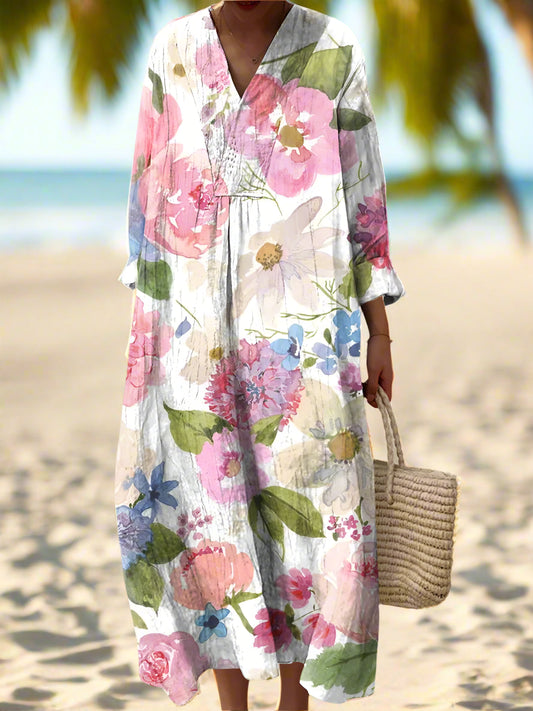Auvira™ | Inked Ease Linen Dress