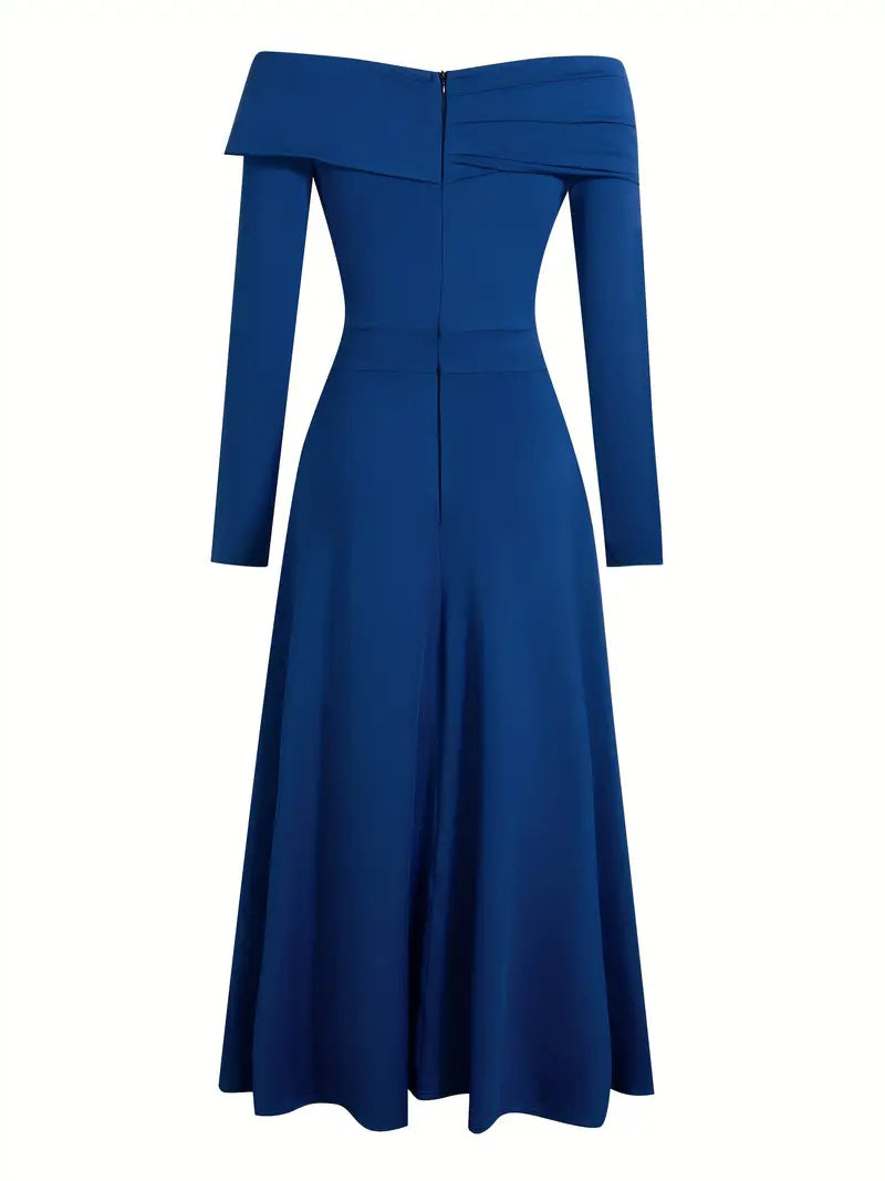 Faelan™ | Elegant Off-Shoulder Royal Blue Jumpsuit