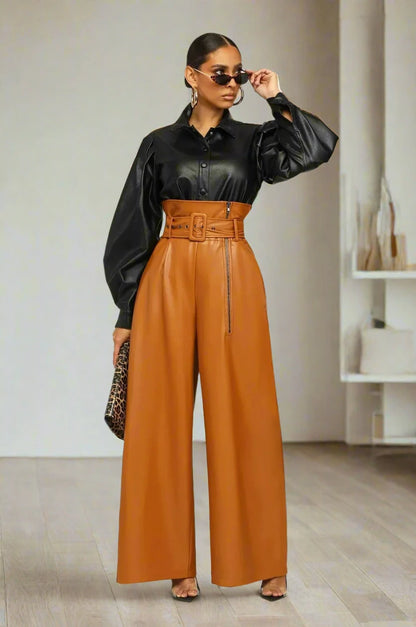 DILA™ | Hoge taille broek met riem