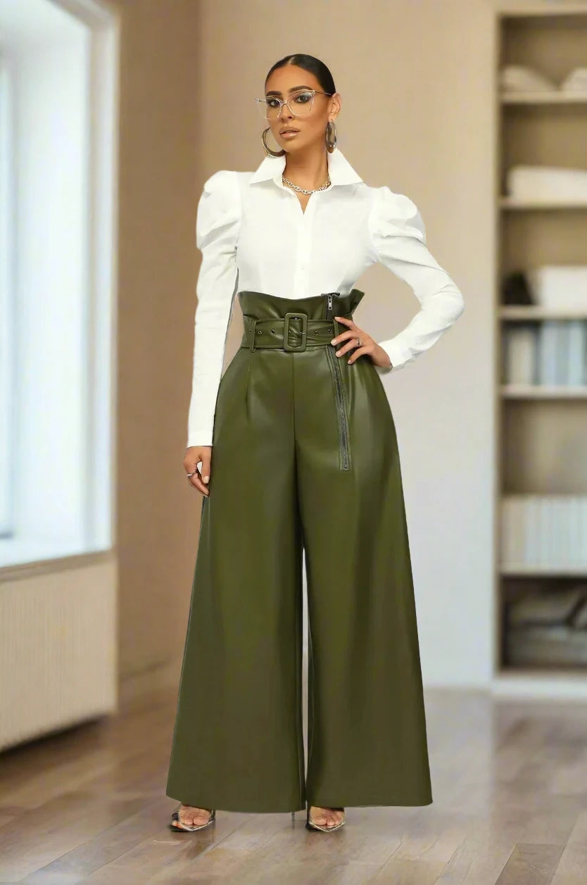 DILA™ | Hoge taille broek met riem