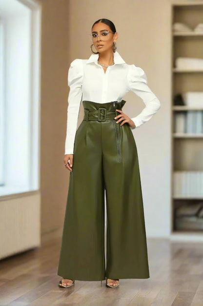 DILA™ | Hoge taille broek met riem