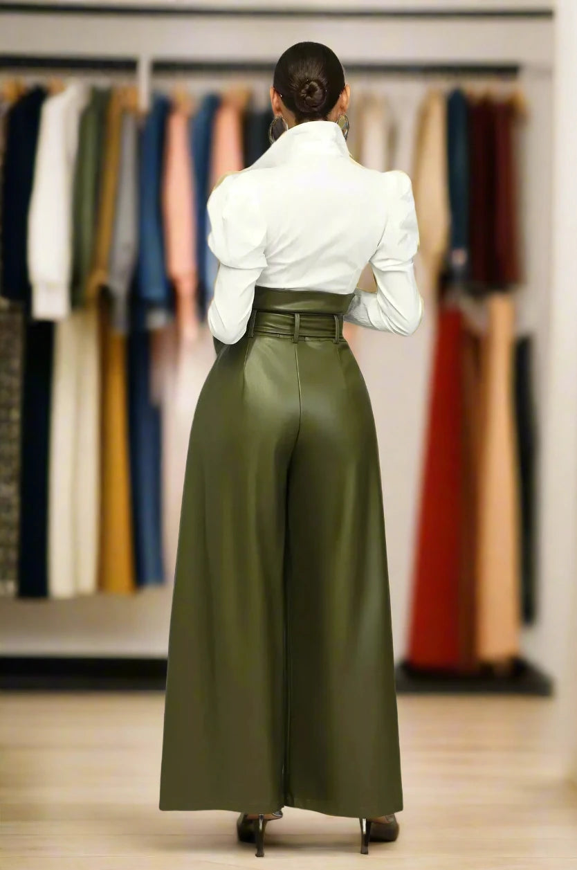DILA™ | Hoge taille broek met riem