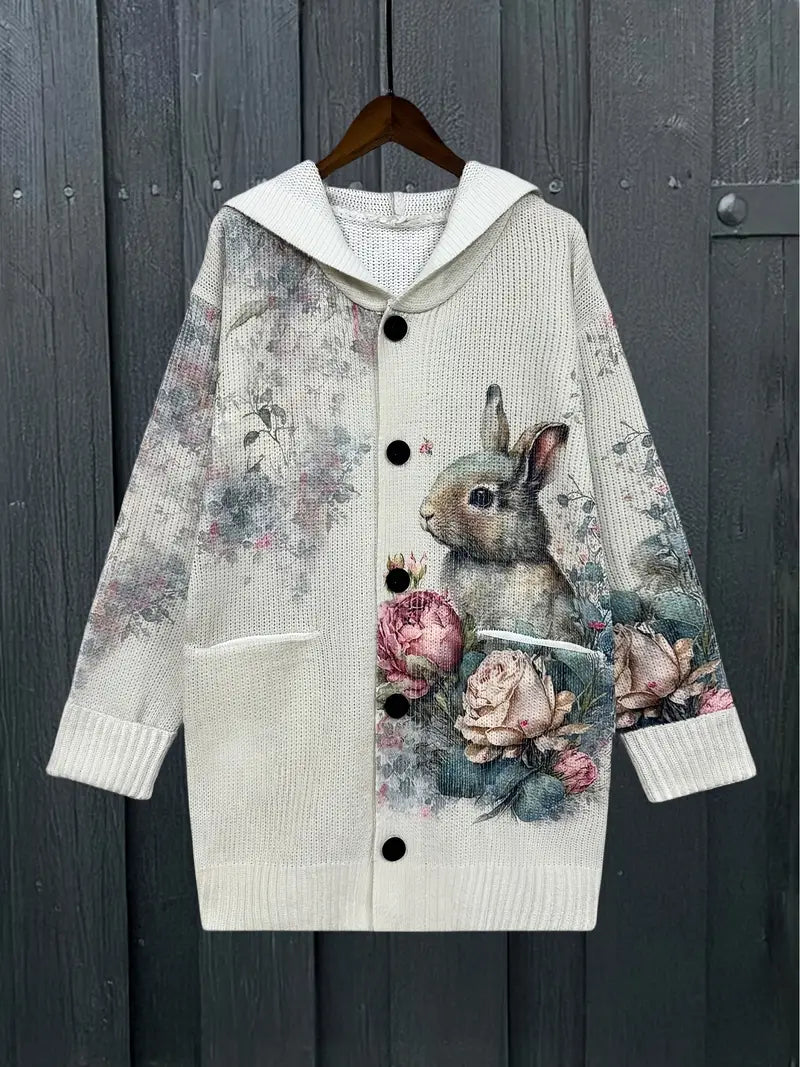 Wenira™ | Floral & Rabbit Print Cardigan