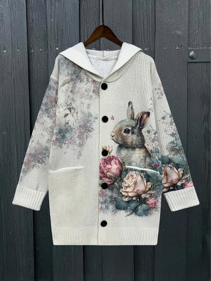 Wenira™ | Floral & Rabbit Print Cardigan