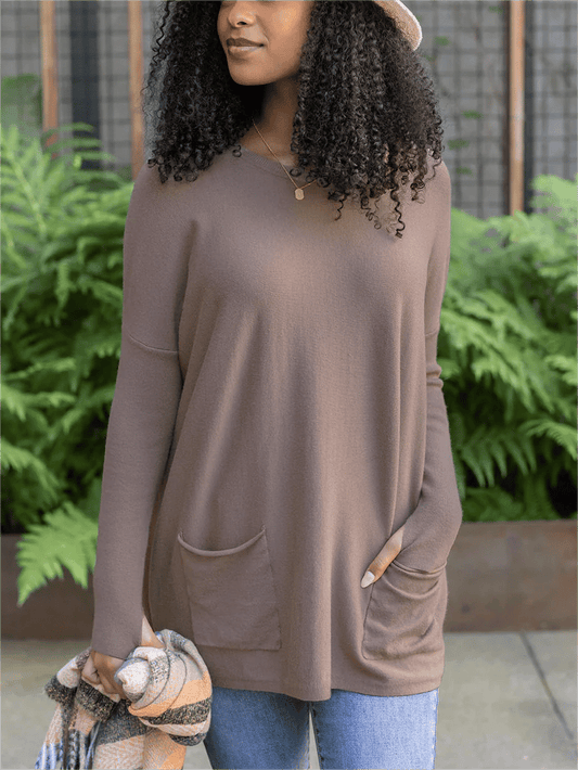 🎁Hot Sale 50% OFF⏳LONG SLEEVE THUMBHOLE SWEATER POCKET TUNIC