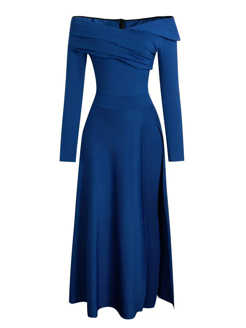 Faelan™ | Elegant Off-Shoulder Royal Blue Jumpsuit