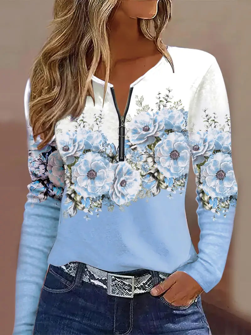 Halcyon™ | Floral half-zip top