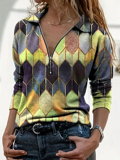 Orinthia™ | Zip-Up Long Sleeve Shirt