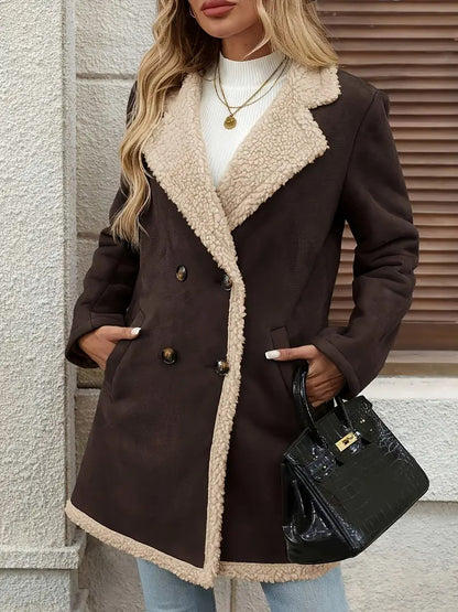 Quinla™ | Double-breasted Shearling Collar Coat