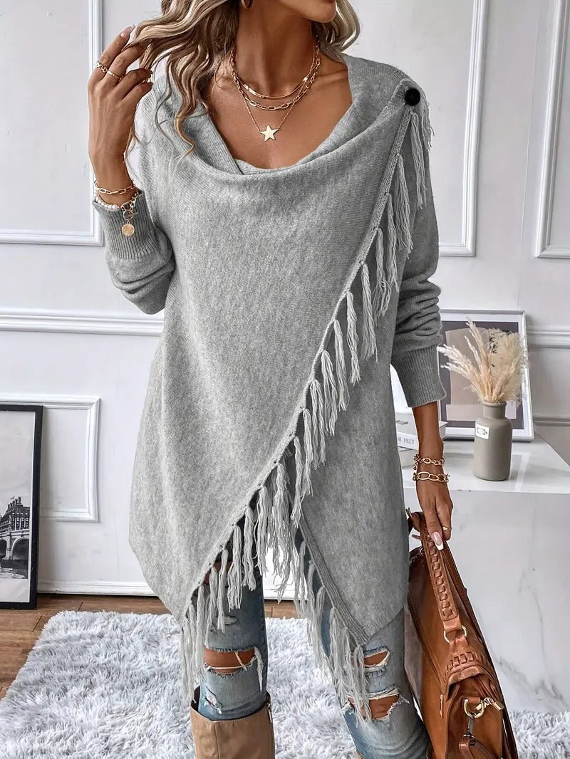 Fringely™ | Wrap & Fringed Sweater