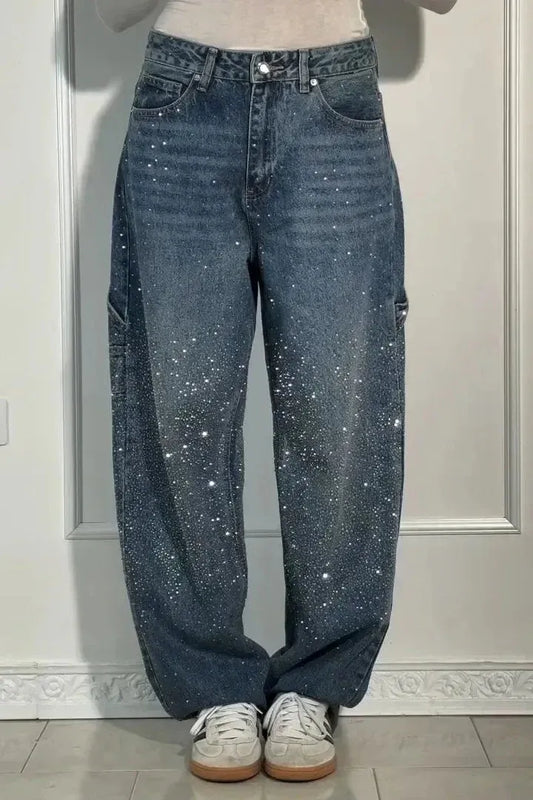 Aimee™ | Starry Denim Wide-Leg Jeans