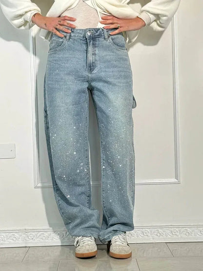 Aimee™ | Starry Denim Wide-Leg Jeans