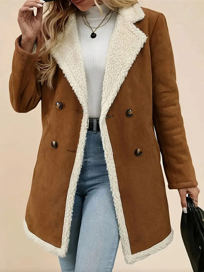 Quinla™ | Double-breasted Shearling Collar Coat