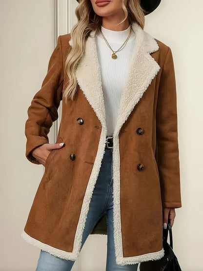 Quinla™ | Double-breasted Shearling Collar Coat