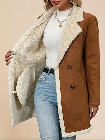 Quinla™ | Double-breasted Shearling Collar Coat