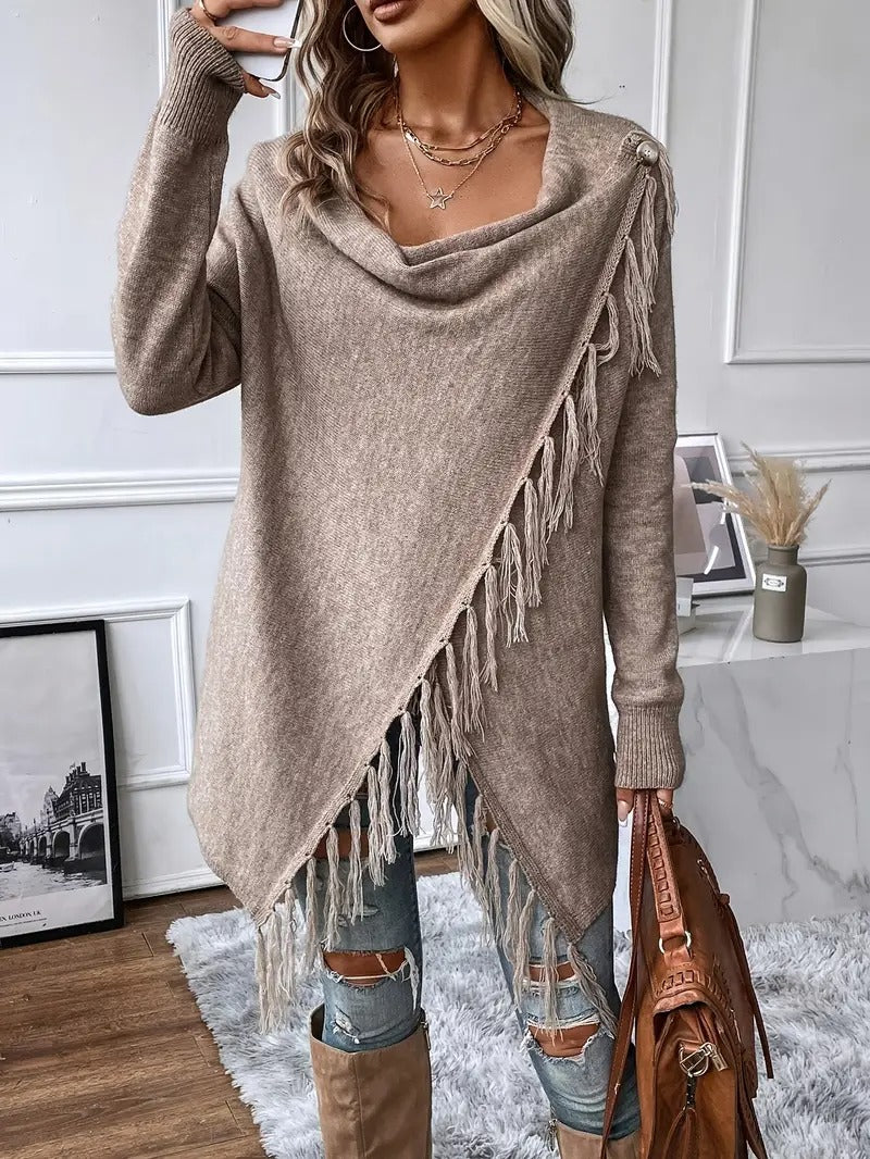 Fringely™ | Wrap & Fringed Sweater