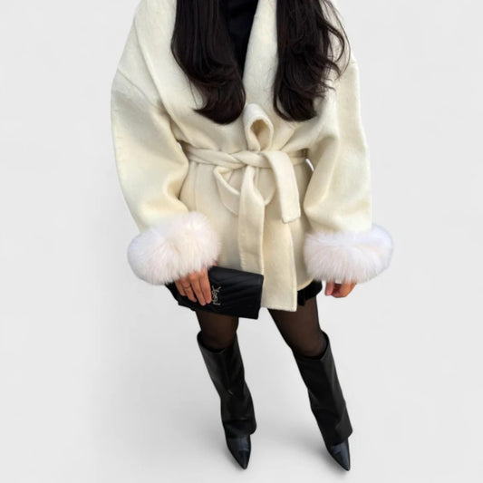 Perris™ | Chic Fur-Cuffed Coat