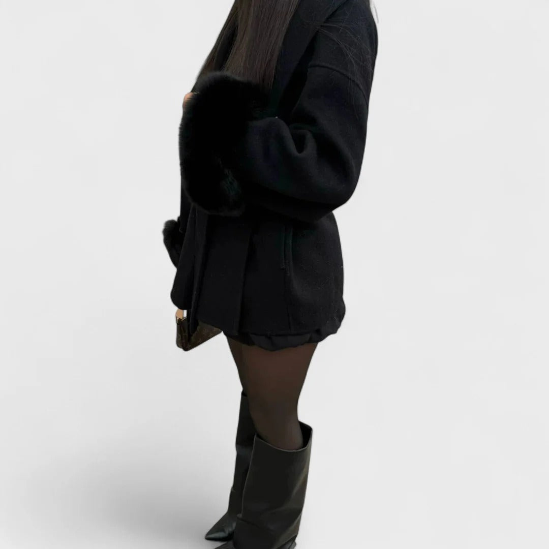 Perris™ | Chic Fur-Cuffed Coat