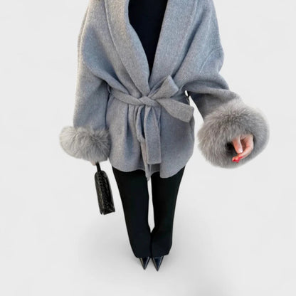 Perris™ | Chic Fur-Cuffed Coat