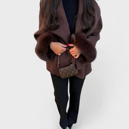 Perris™ | Chic Fur-Cuffed Coat