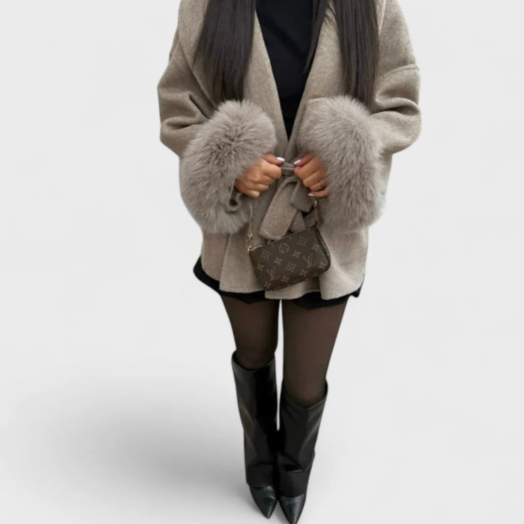 Perris™ | Chic Fur-Cuffed Coat