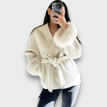 Perris™ | Chic Fur-Cuffed Coat