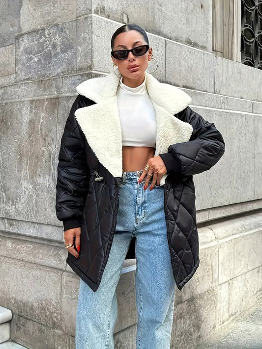 Dalia™ | Quilted Shearling Collar Coat