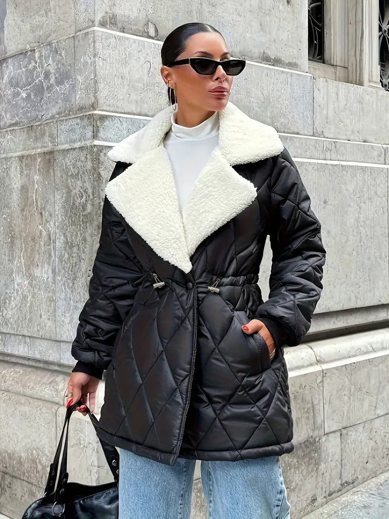 Dalia™ | Quilted Shearling Collar Coat