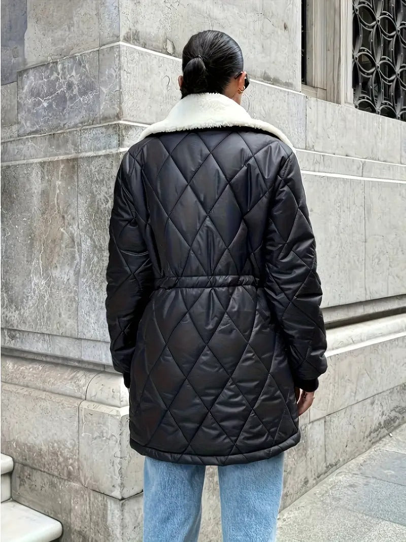 Dalia™ | Quilted Shearling Collar Coat