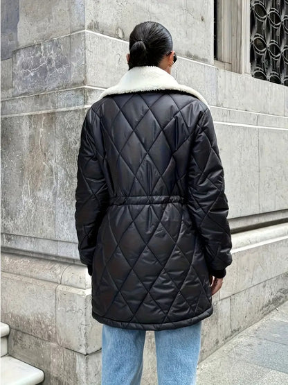 Dalia™ | Quilted Shearling Collar Coat