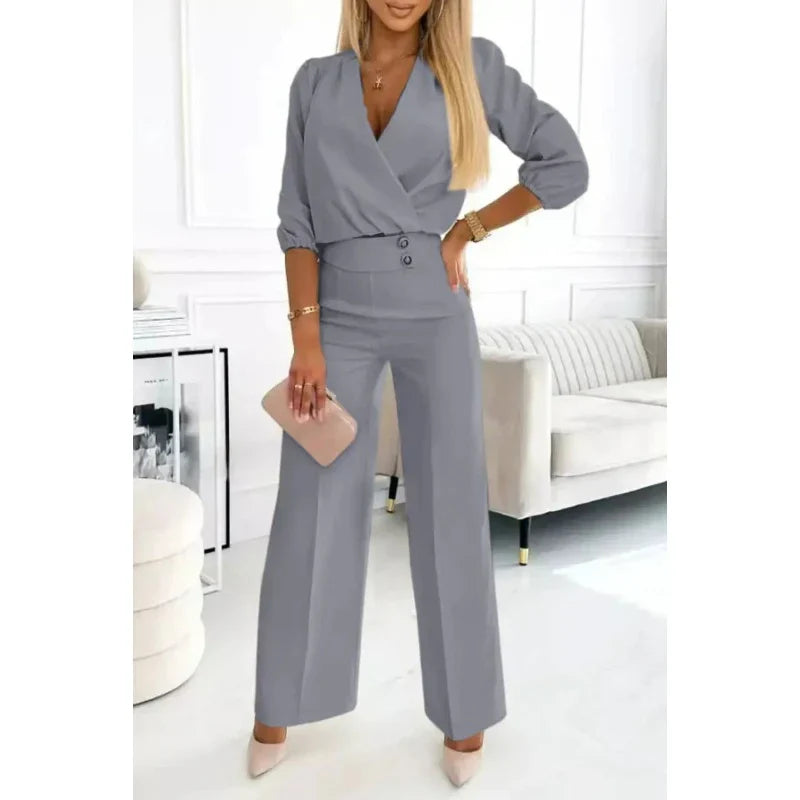 Pherina™ | Elegant Wide-Leg Suit Set