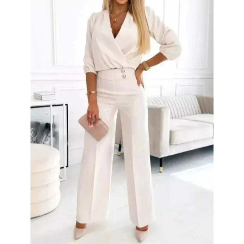 Pherina™ | Elegant Wide-Leg Suit Set