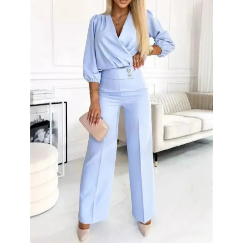 Pherina™ | Elegant Wide-Leg Suit Set