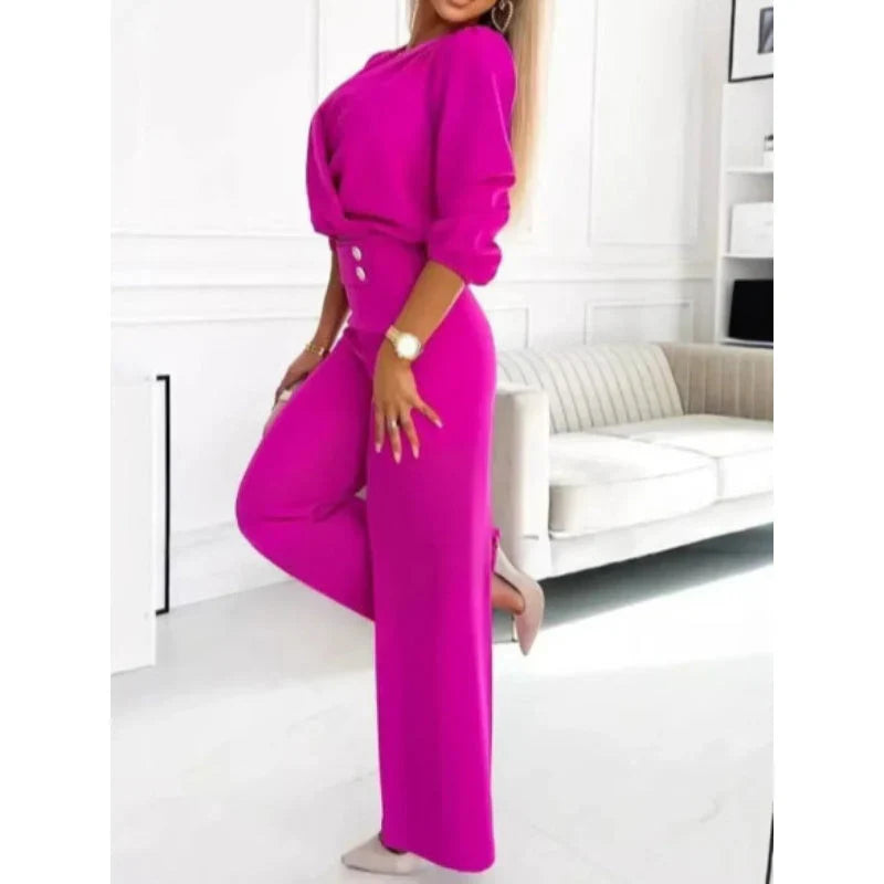Pherina™ | Elegant Wide-Leg Suit Set