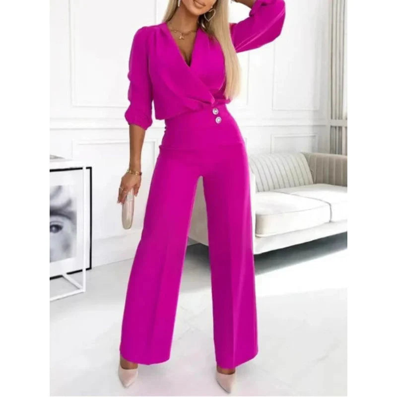 Pherina™ | Elegant Wide-Leg Suit Set